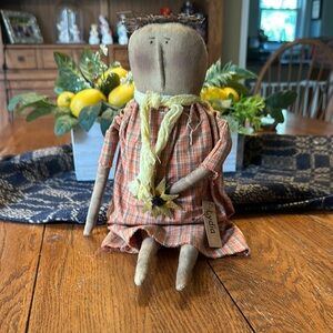 Handmade Plaid Rag Doll with Scarf